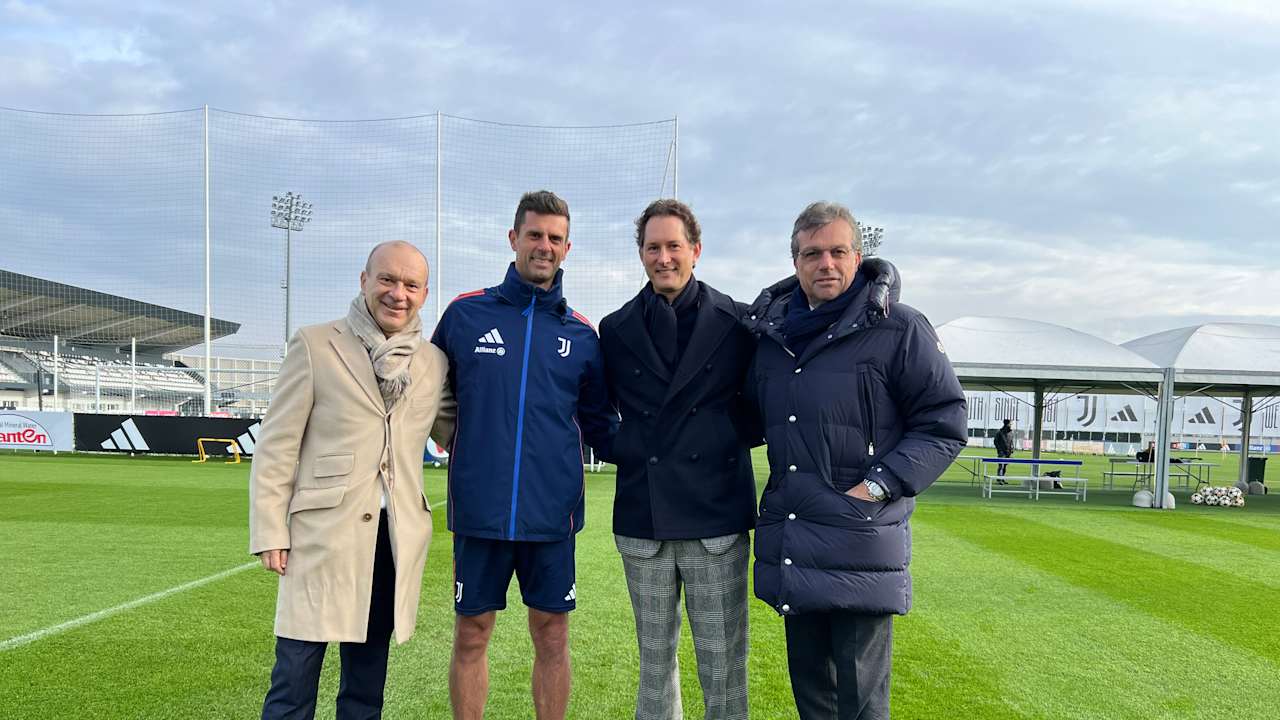 Maurizio Scanavino - Thiago Motta - John Elkann - Cristiano Giuntoli