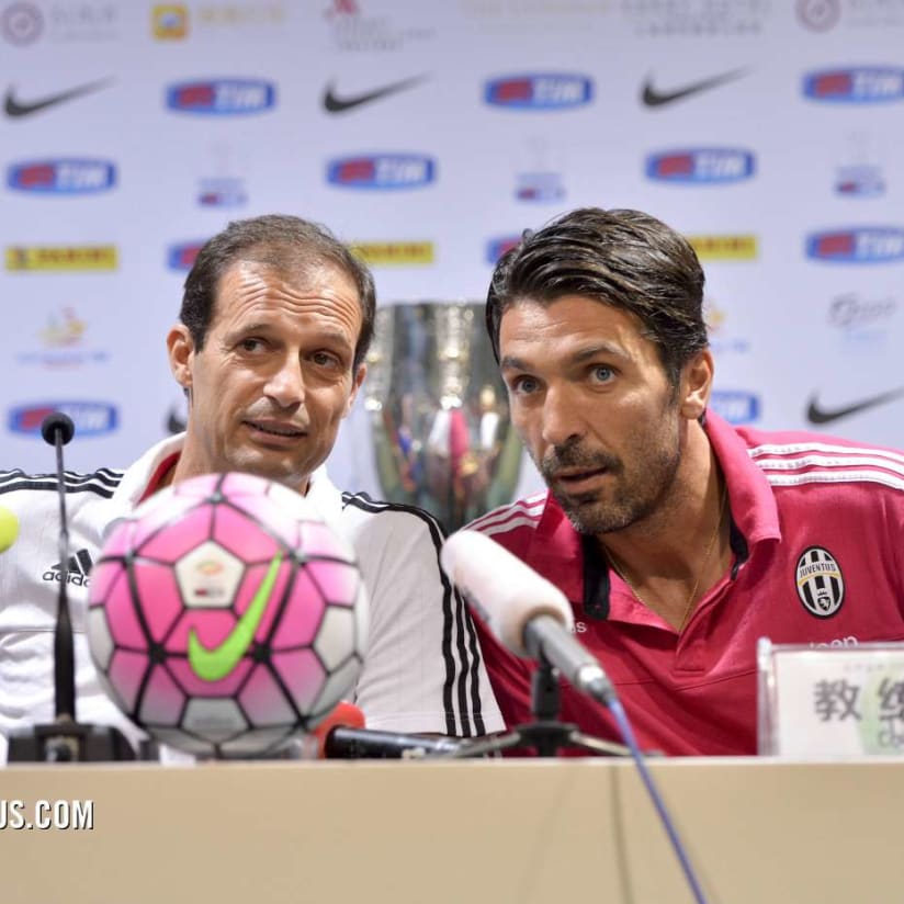 Shanghai, la conferenza stampa di Allegri e Buffon