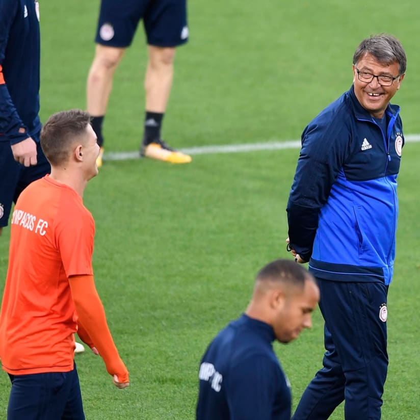 L'allenamento dell'Olympiacos all'Allianz Stadium