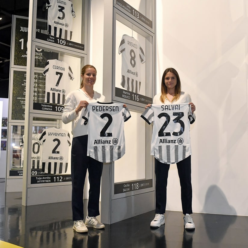 Pedersen and Salvai present 100th appearance shirts at J|Museum