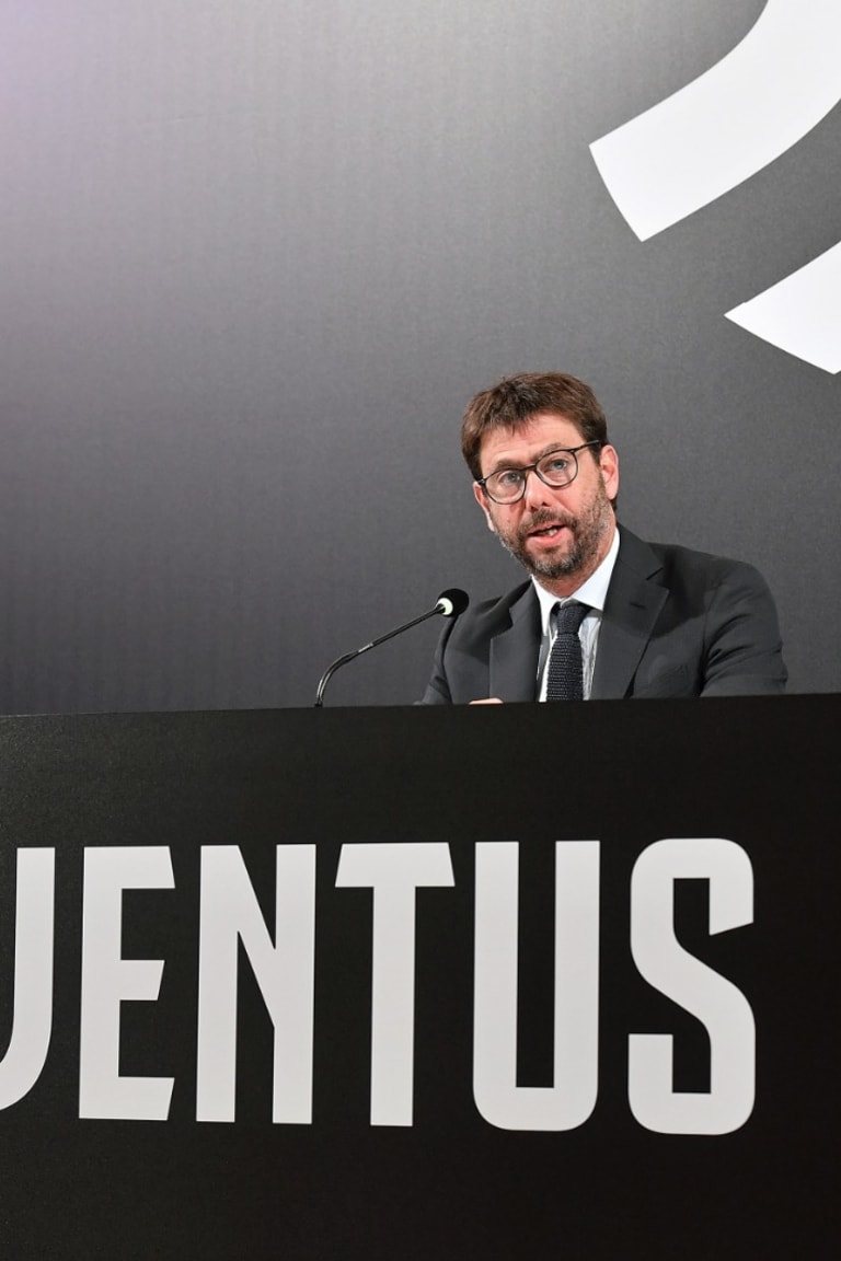 Agnelli speaks to the media after shareholders' meeting