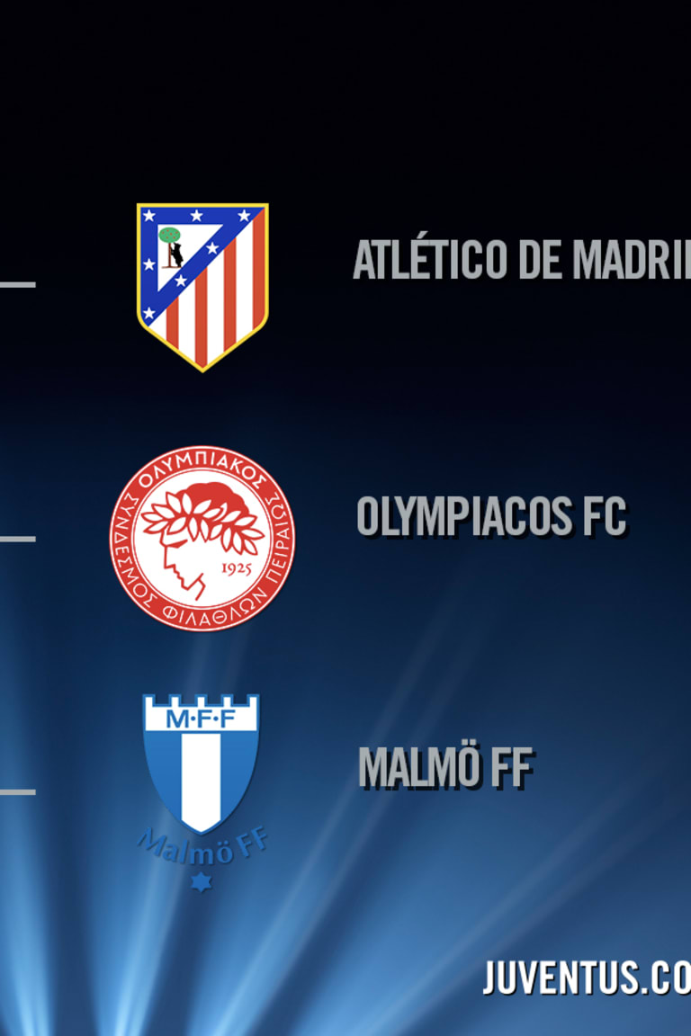 Juve draw Atletico Madrid, Olympiacos and Malmo