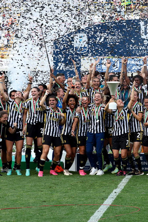 Juventus soccer team celebrate after winning the Italian Second